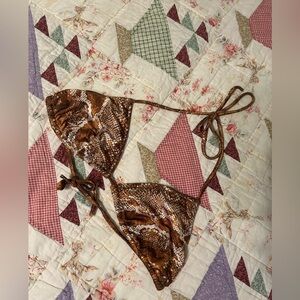 Vintage brown snakeskin print bikini top